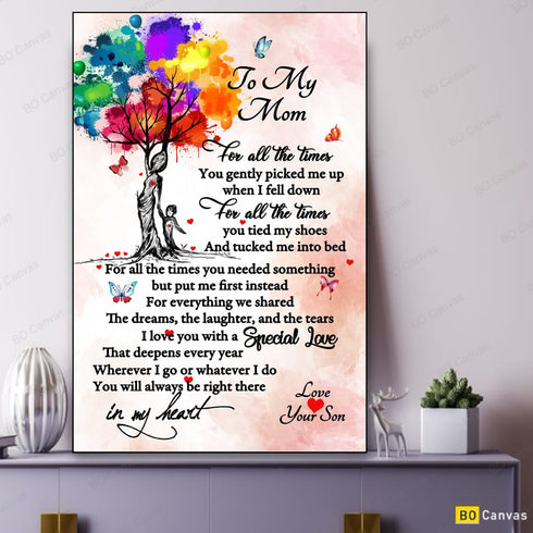 To My Mom - From Son - Mother's Day Framed Canvas Gift SM002